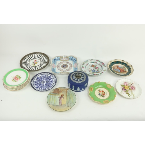 894 - A set of 6 hand coloured floral Dessert Plates,  8 1/