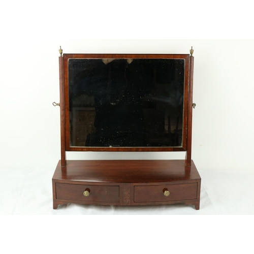 984 - A George III period bow front mahogany Dressing Table Mirror, with two frieze drawers and rectangula... 