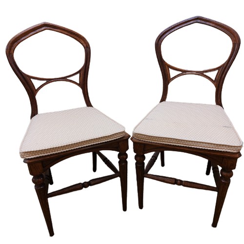6 - A very attractive set of 4 - 19th Century oak Neo Gothic Side Chairs, each with arched and open ball... 