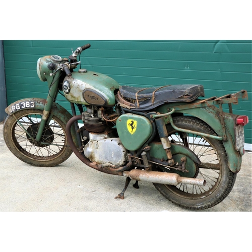 1596 - A 1955 BSA A7 Shooting Star 500cc Motorbike, coloured army green, engine number CA7SS998, mileage 27... 