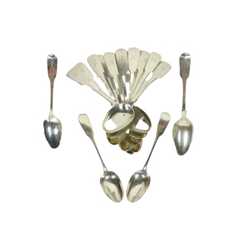 657A - A set of 11, early 19th Century English silver Dessert Spoons, including a few early Victorian ditto... 