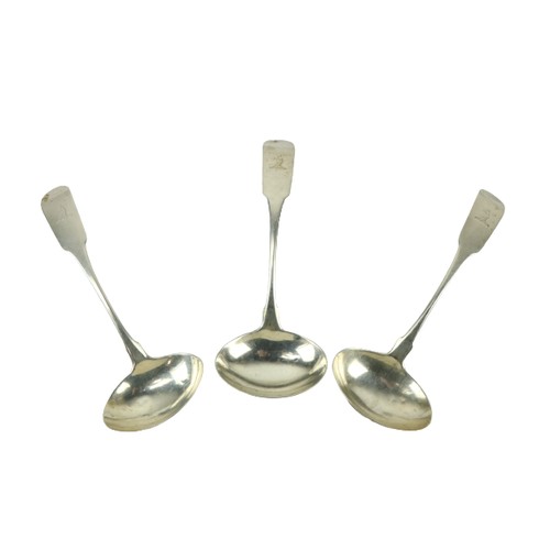 702 - A set of 3, Irish silver Sauce Ladles, Dublin c. 1811, by GN in an oval. (3)