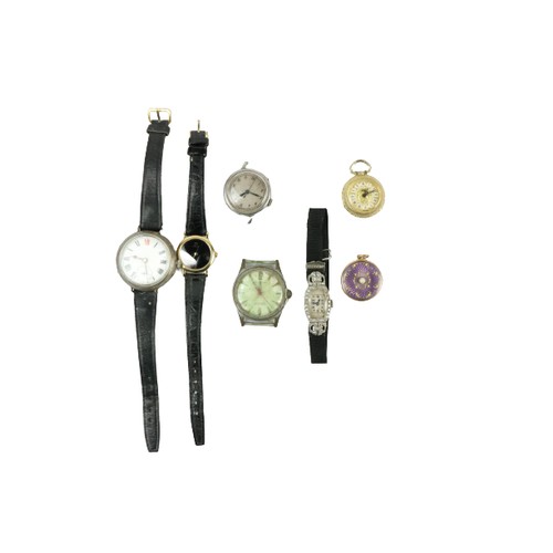 751 - A marcasite Ladies Wrist Watch, an Omega de Ville Ladies Wrist Watch, two small Lockets, and other W... 