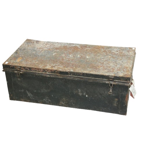 1599 - A 19th Century metal Military Trunk, with clasp lock and hinged top, 'G.St. L.' (Gaisford Saint Lawr... 