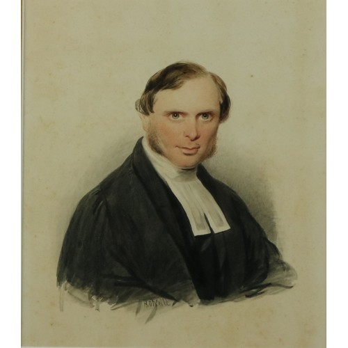 701 - Henry O’Neill, Irish (1798-1880)   'Portrait of a Cleric,' watercolour on paper, Signed,  27cms x 23... 