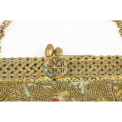 256 - A fine early Victorian embroidered and gilt bead Ladies Evening Bag. (1)