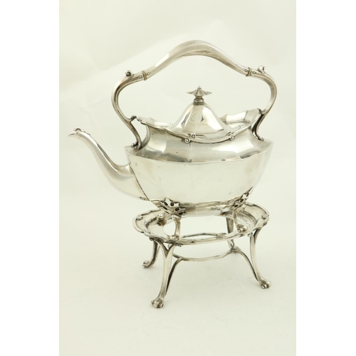 27 - A silver Tea Kettle and Stand, Glasgow 1926, the twelve sided kettle with an arched handle and four ... 