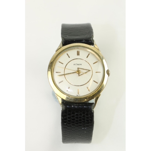 270 - A Vintage (Jaeger) Le Coultra manual Gents gold Wrist Watch, leather strap (replaced). (1)... 
