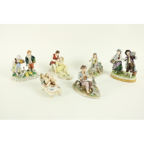 364 - A German porcelain Group, 20th Century, modelled with two peasant children holding a basket of flowe... 