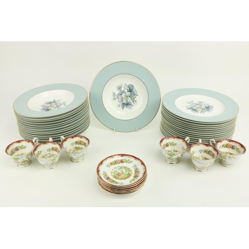 377 - A set of 16 Royal Worcester 'Woodland' design Plates, with floral centre blue and gilt borders, toge... 