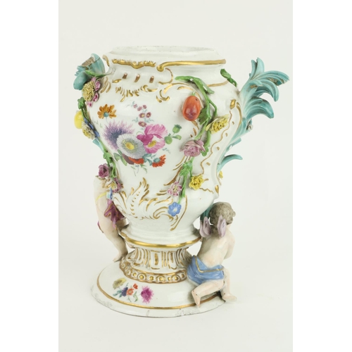 380 - A 19th Century porcelain Meissen Vase, the floral encrusted design with cherubs and fruit, approx. 2... 