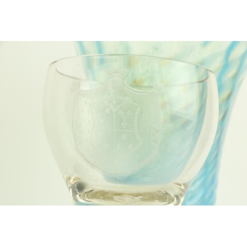 401 - A large Goblet, engraved with armorial, on a spiral gauze stem and circular foot, 28cms (11