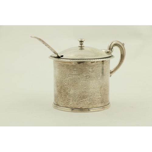 71 - An oval bright cut and pierced silver Mustard Pot, in the Adams style, Birmingham 1892, another cyli... 