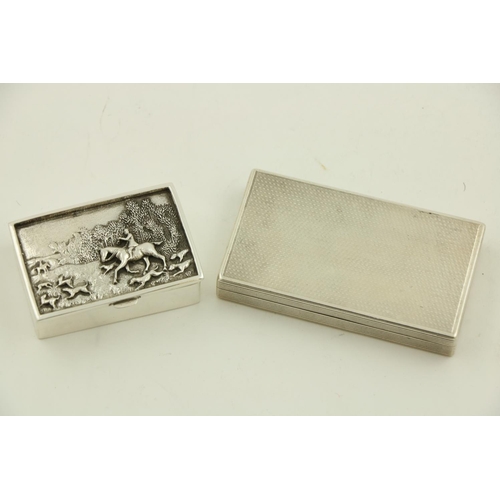 86 - A machine turned rectangular silver Snuff Box, London 1919, 8cms (3 1/4