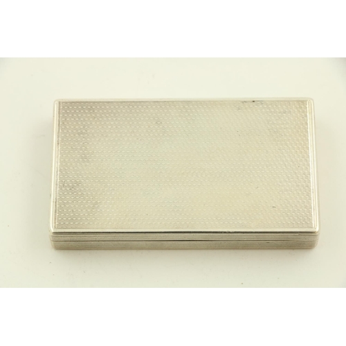 86 - A machine turned rectangular silver Snuff Box, London 1919, 8cms (3 1/4