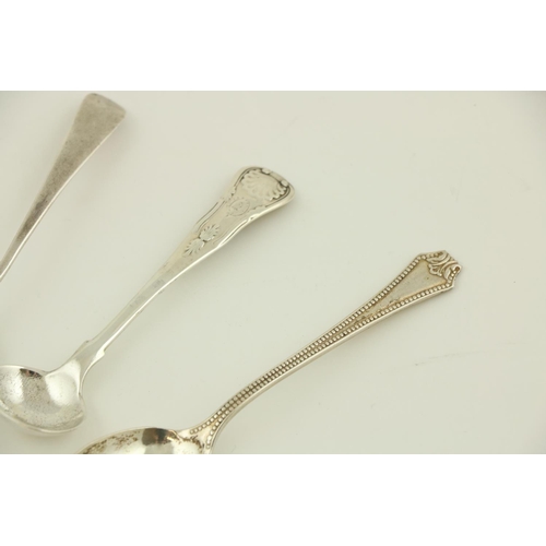 89 - A George III fiddle pattern Sauce Ladle; a William IV fiddle pattern Sugar Tongs; together with seve... 