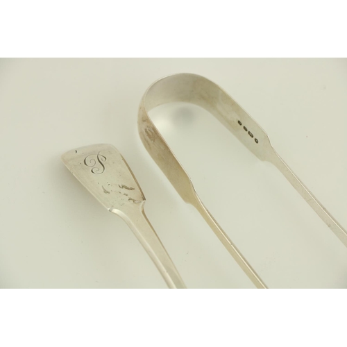 89 - A George III fiddle pattern Sauce Ladle; a William IV fiddle pattern Sugar Tongs; together with seve... 