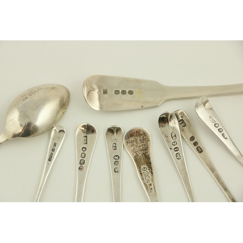 89 - A George III fiddle pattern Sauce Ladle; a William IV fiddle pattern Sugar Tongs; together with seve... 