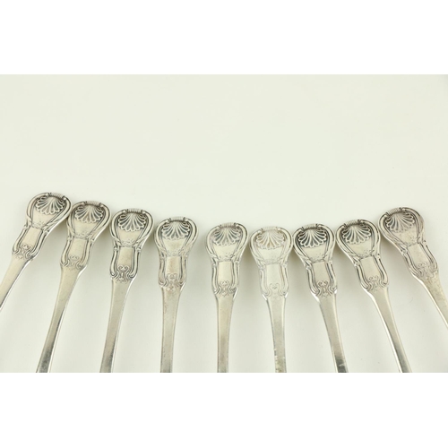 92 - A set of 9, late George III Irish silver Kings pattern Teaspoons, Dublin c. 1819, approx. 9 ozs... 