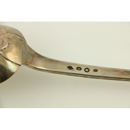 97 - A pair of large silver plated Basting Spoons, together with two smaller similar ditto, and a silver ... 