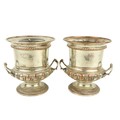 A pair of silver plated campana shaped two handled Champagne Coolers, 25cms (9 1/2