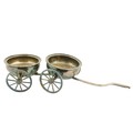 A good silver plated two bottle Wine Wagon, with four spoked wheels and a shaft handle, 15