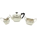 A small three piece silver Tea Service, Sheffield 1903, by JR, probably John Round and Son, comprisi... 