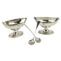 A pair of George III boat shaped stemmed silver Salts, London 1792, by Peter and Anne Bateman; toget... 