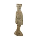 An early Chinese Male Tomb attendant probably Han Dynasty, pottery, 33cms (13