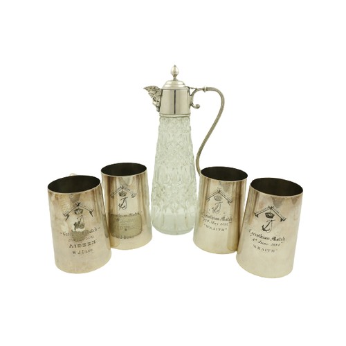 7 - A set of four heavy silver plated One-pint Tankards or Beer Mugs, each inscribed the Royal Alfred Ya... 