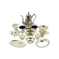 A collection of miscellaneous silver Plateware, comprising a sauceboat on stand, a coffee pot, octag... 