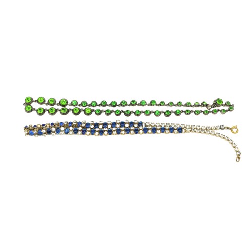 260 - A Sterling silver Ladies Necklace, with green peridot stones inset, approx. 38cms (15