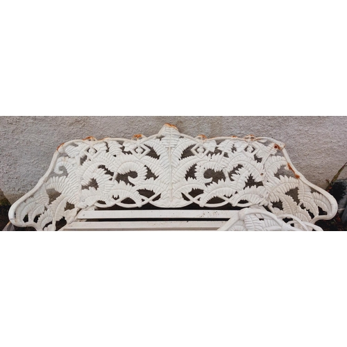 1007 - A set of three Victorian fern leaf cast iron Garden Seats, each with pierced and fern leaf back rais... 