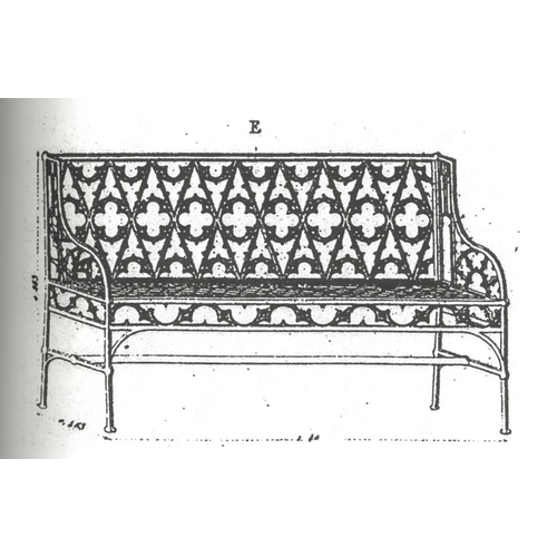 1013 - A suite of three - 19th Century French cast iron Gothic design Garden Seat Furniture, from the Val D... 