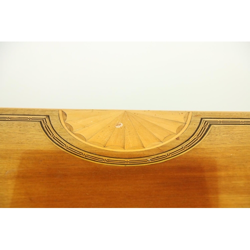 621 - An inlaid demi-lune mahogany Side Table, in the George III style with central fan inlay, inside... 