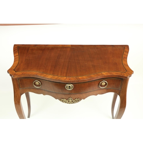 629 - An unusual serpentine fronted walnut Side Table, in the 18th Century style, with rosewood banded top... 