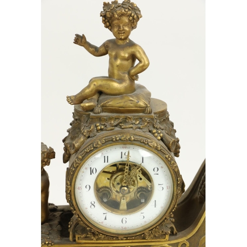 649 - An exceptional French ormolu and white marble Mantle Clock, by Samuel Marti Paris, c. 1900, the case... 