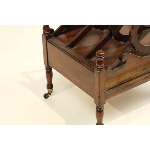 658 - A William IV period mahogany Canterbury, with three X shaped divisions each with turned rails and sh... 