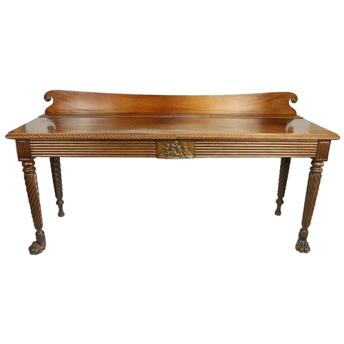 659 - A George III period mahogany Side or Serving Table, probably Irish, the shaped back with scroll ends... 