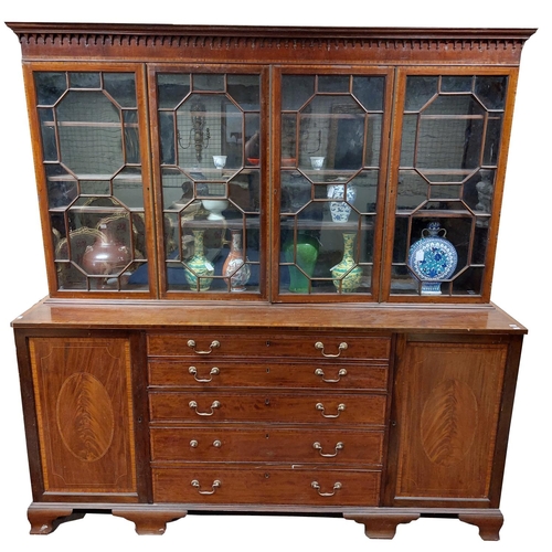 662 - A very good late 19th Century crossbanded and line inlaid mahogany Secretaire Library Bookcase, with... 