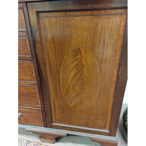 662 - A very good late 19th Century crossbanded and line inlaid mahogany Secretaire Library Bookcase, with... 