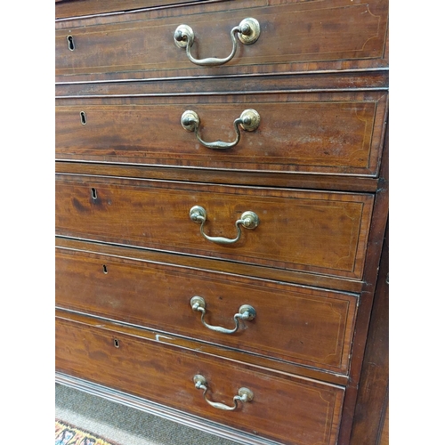 662 - A very good late 19th Century crossbanded and line inlaid mahogany Secretaire Library Bookcase, with... 