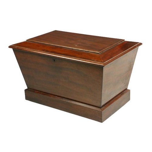 666 - A 19th Century mahogany cased sarcophagus shaped Cellaret, with lead lining, on plinth base, with hi... 