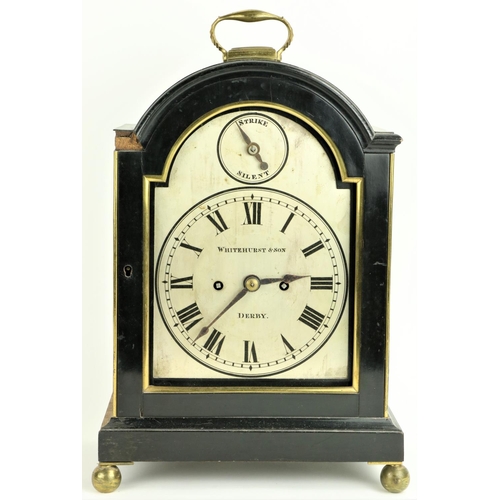 668 - A good English ebonised and parcel gilt Bracket Clock, by Whitehurst & Son, Derby, signed  and d... 