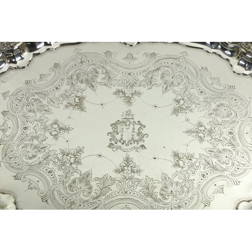 684 - The Langrishe Crested TrayA fine quality 19th Century engraved two handled silver plated Tray, the b... 