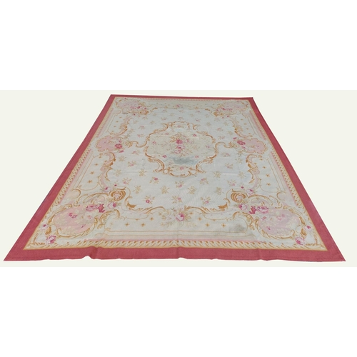 686 - An Aubusson type cream ground floral ground Tapestry Carpet or Wall Hanging, (worn), approx. 29... 