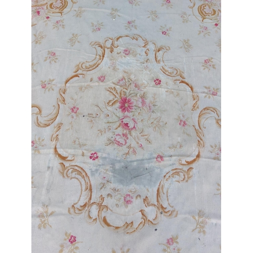 686 - An Aubusson type cream ground floral ground Tapestry Carpet or Wall Hanging, (worn), approx. 29... 