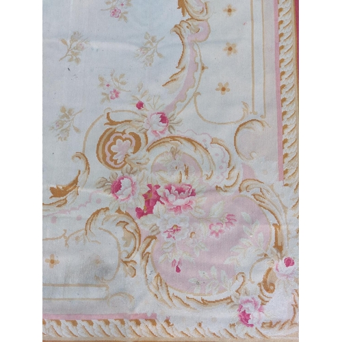 686 - An Aubusson type cream ground floral ground Tapestry Carpet or Wall Hanging, (worn), approx. 29... 