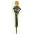 Daniel O'Connell:   A 19th Century carved ebony and antler Walking Stick Handle, in the form of head... 