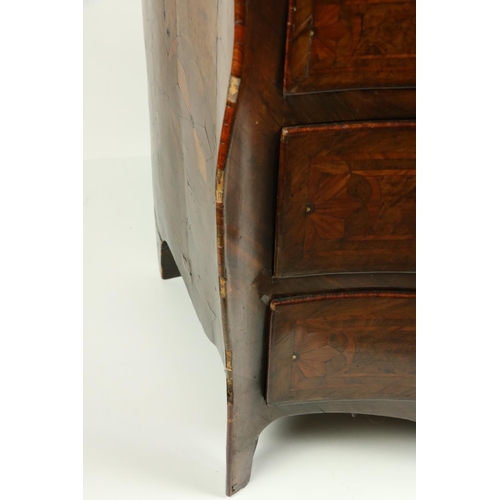 697 - A good 18th Century Continental walnut Commode, of serpentine form, the top with kingwood and satinw... 